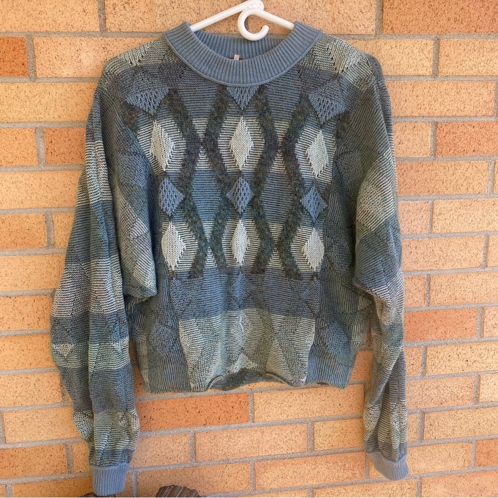 Free People | Green Diamond Cropped Sweater | Size M